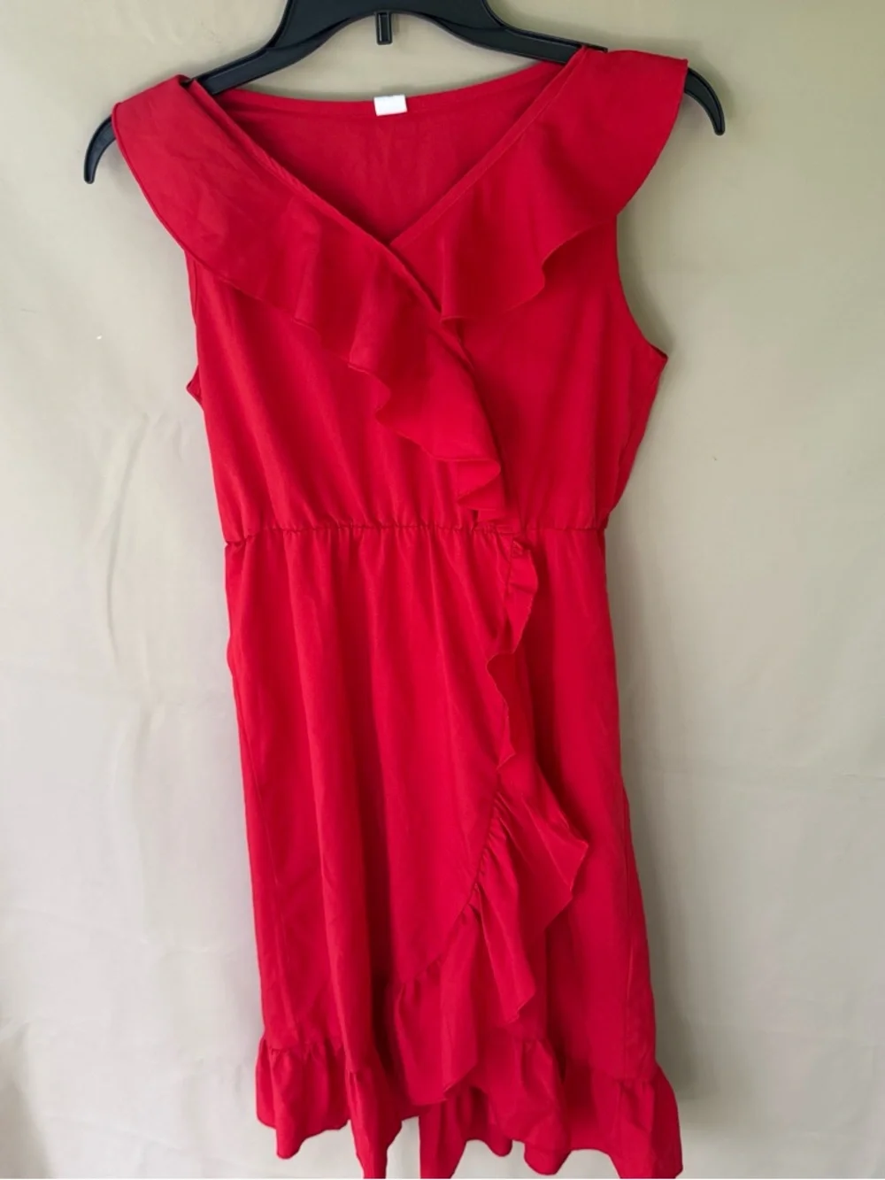 SHEIN Red Ruffle Wrap Mini Dress